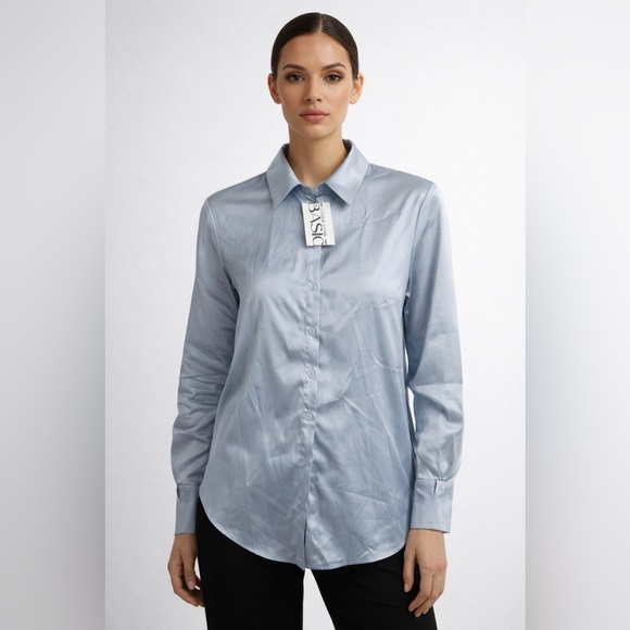 Basic Tops - Women’s Satin Blouse – Size M (Approx.) – New with Tags